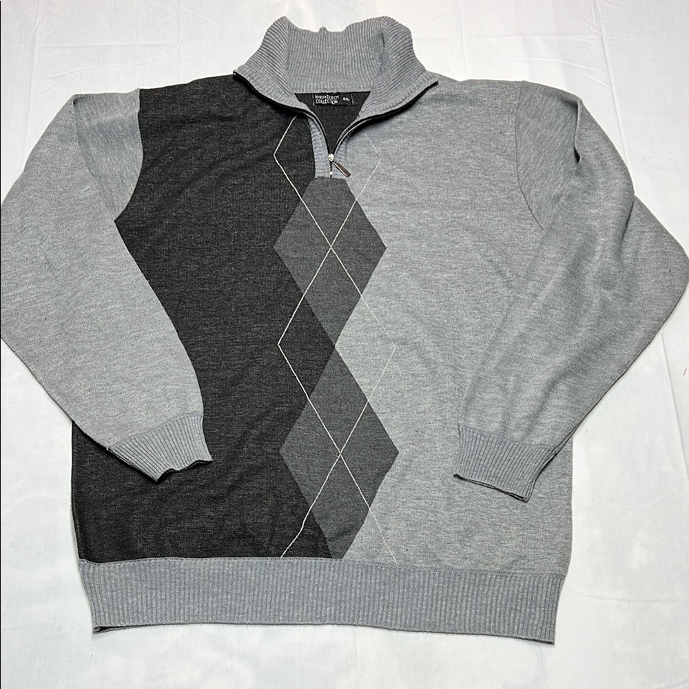MEN'S MARX&DUTCH 4XL MULTI-COLOR ARGYLE LONG SLEEVE 1/4 ZIP SWEATER